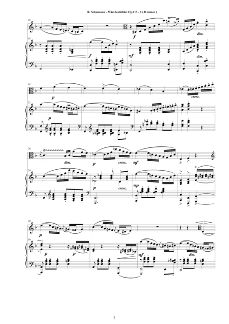 Schumann - Märchenbilder Op.113 - Four Pieces for Viola and Piano Piano scores gallery preview page 2