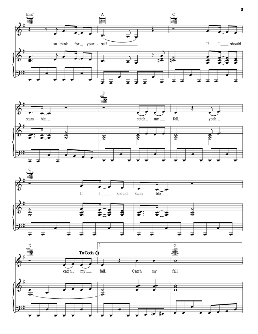 Catch My Fall Catch My Fall Piano, Vocal, Guitar scores gallery preview page 3