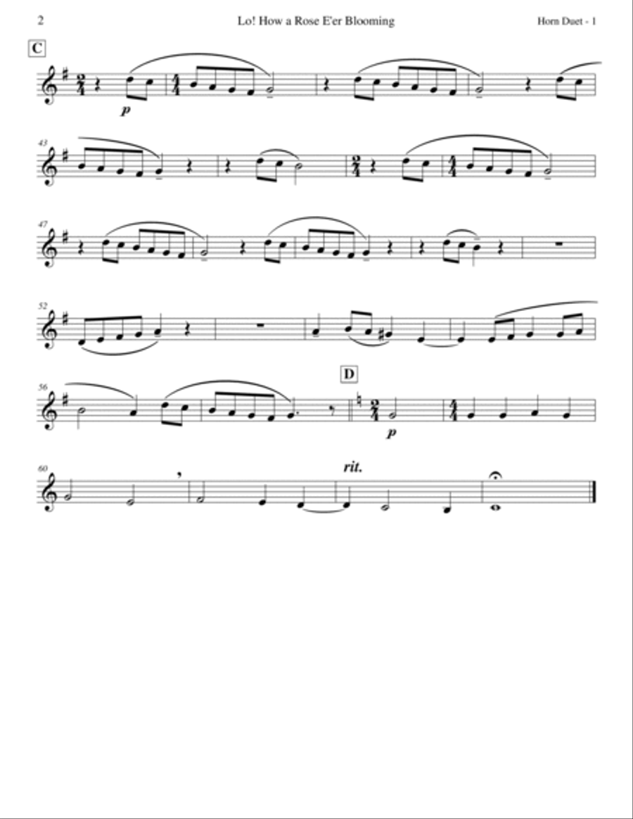 Lo! How a Rose E'er Blooming Brass Duet scores gallery preview page 5