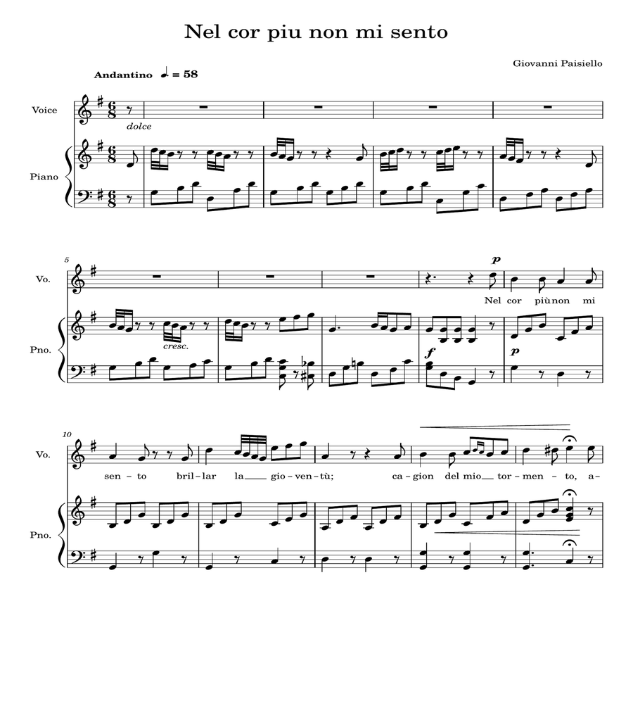 Nel Cor Piu Non Mi Sento - G Major image number null