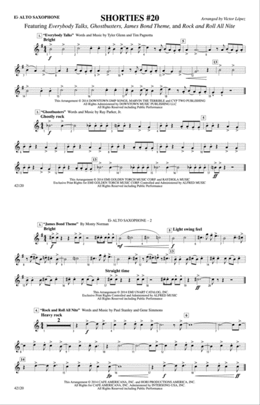Shorties #20: E-flat Alto Saxophone Marching Band scores gallery preview page 1