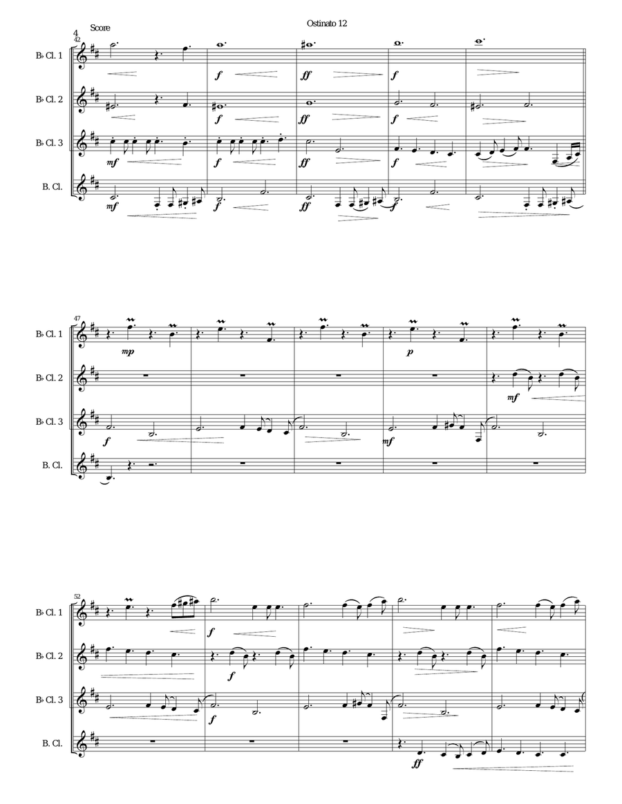 Ostinato 12 for clarinet quartet Clarinet Quartet scores gallery preview page 4