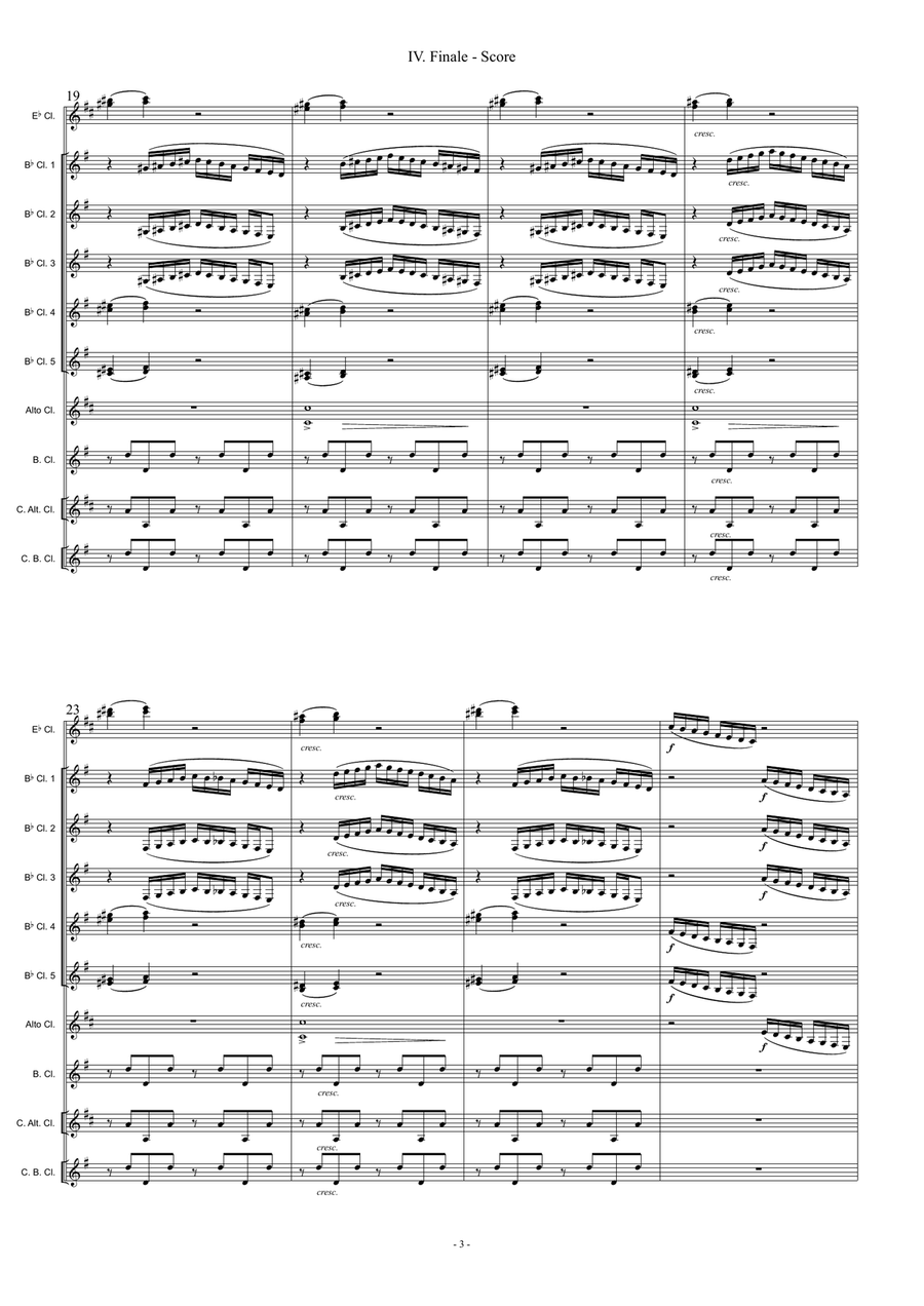Tchaikovsky - Symphony No.4 - IV. Finale (for Clarinet Choir) Clarinet Choir scores gallery preview page 3