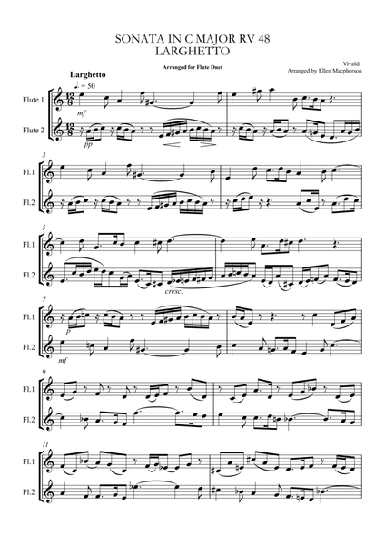 VIVALDI Flute Duet - from Sonata in C Major, Larghetto RV 48 image number null