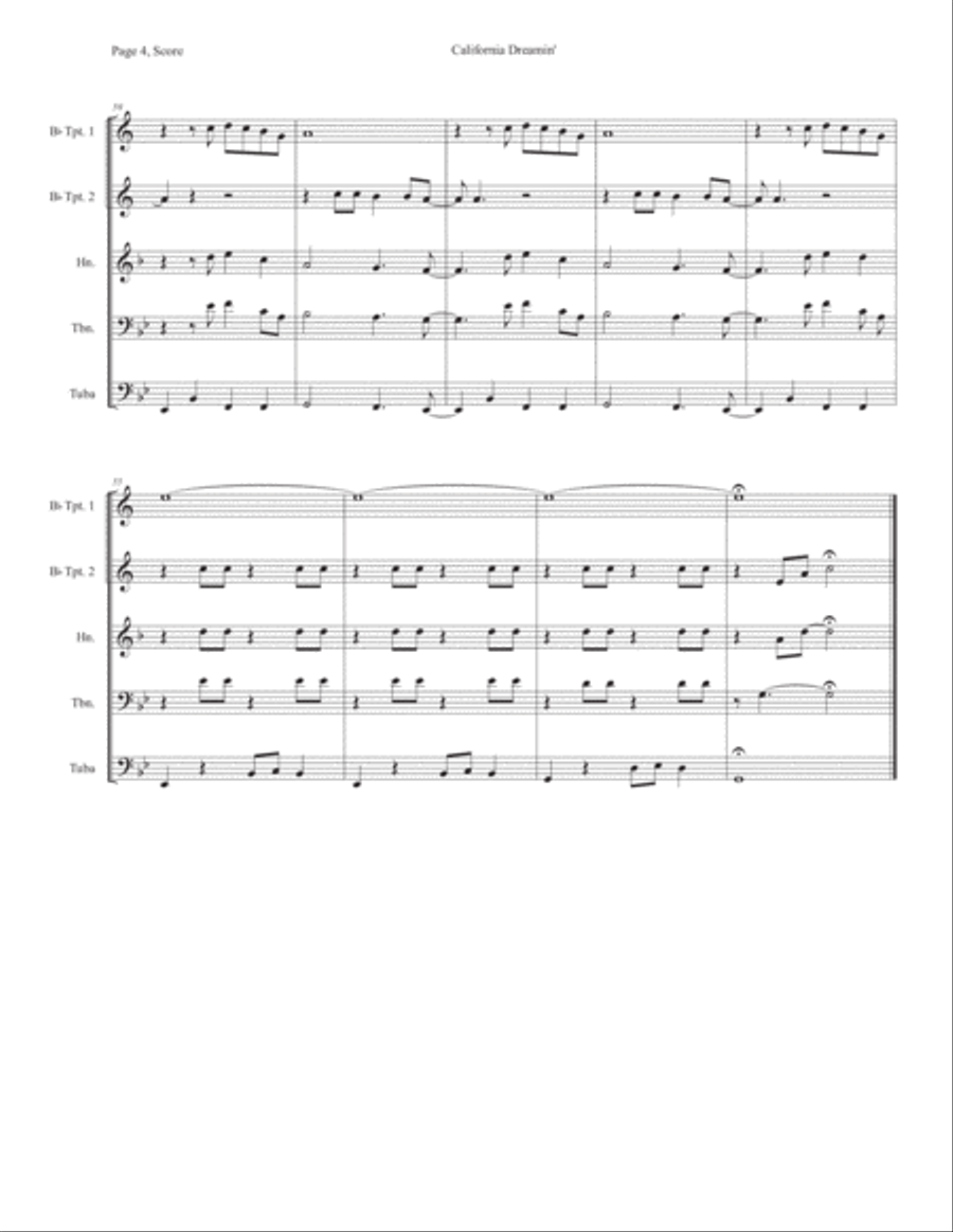 California Dreamin' Horn scores gallery preview page 4