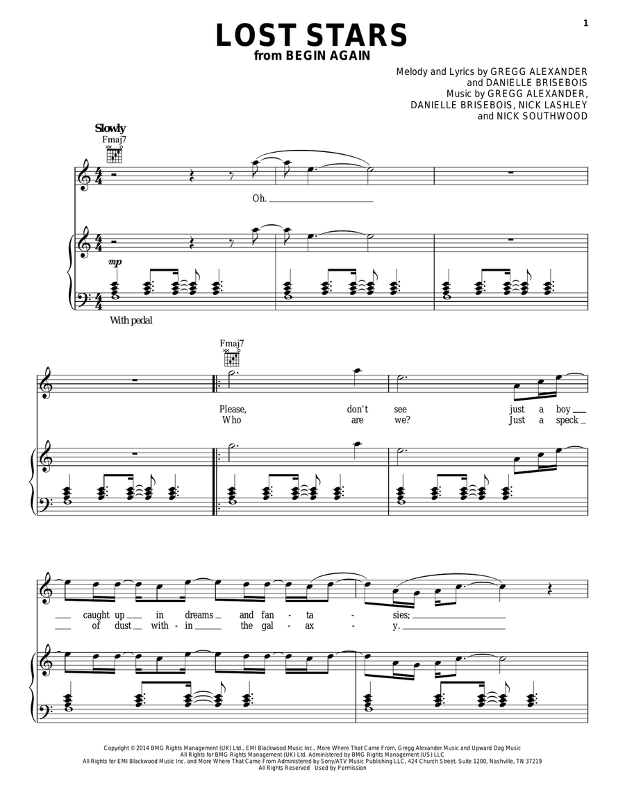 Lost Stars Acoustic Guitar scores gallery preview page 1
