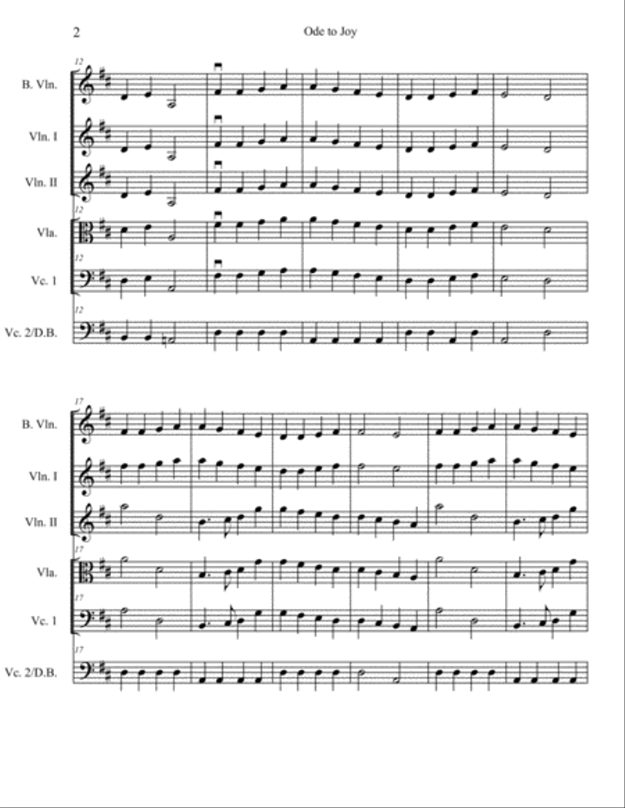 Ode to Joy Theme Ode to Joy Theme String Orchestra scores gallery preview page 2