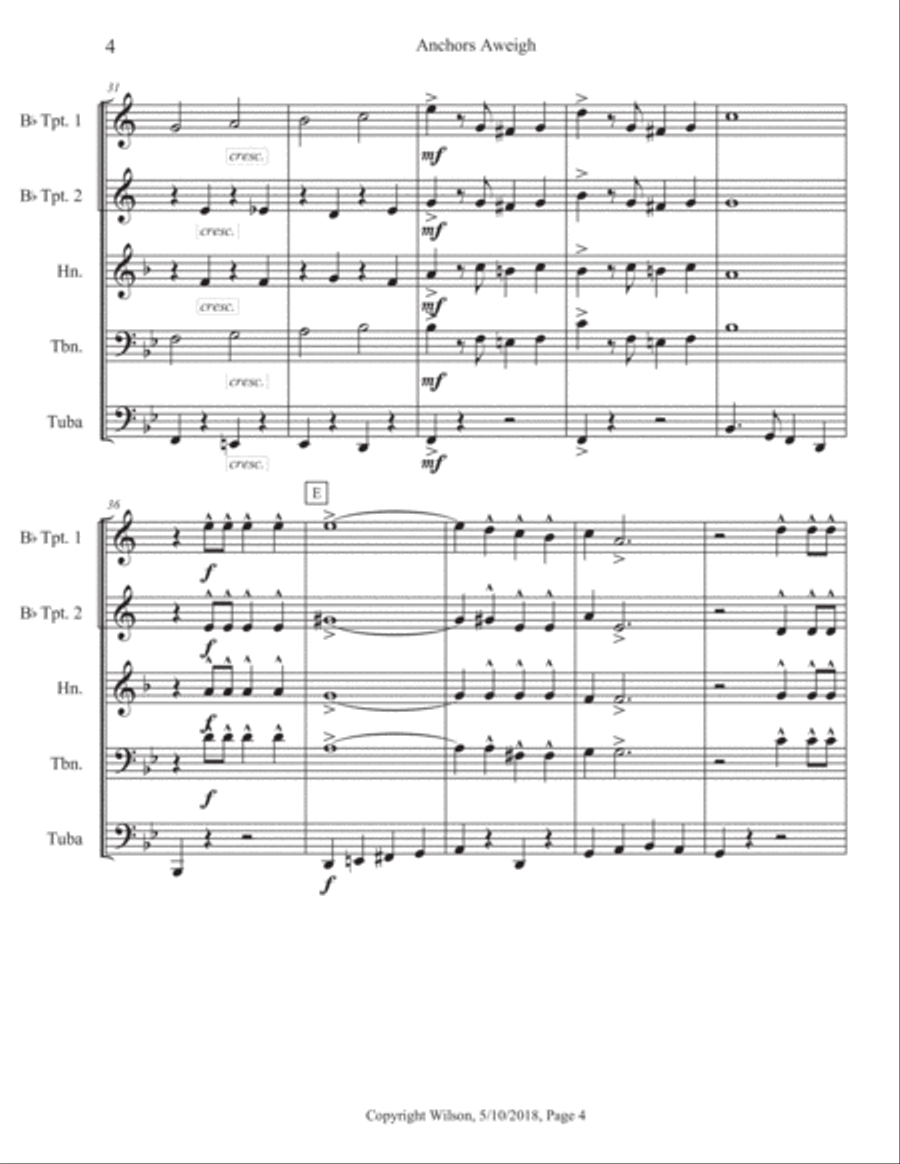 Anchors Aweigh Brass Quintet scores gallery preview page 5