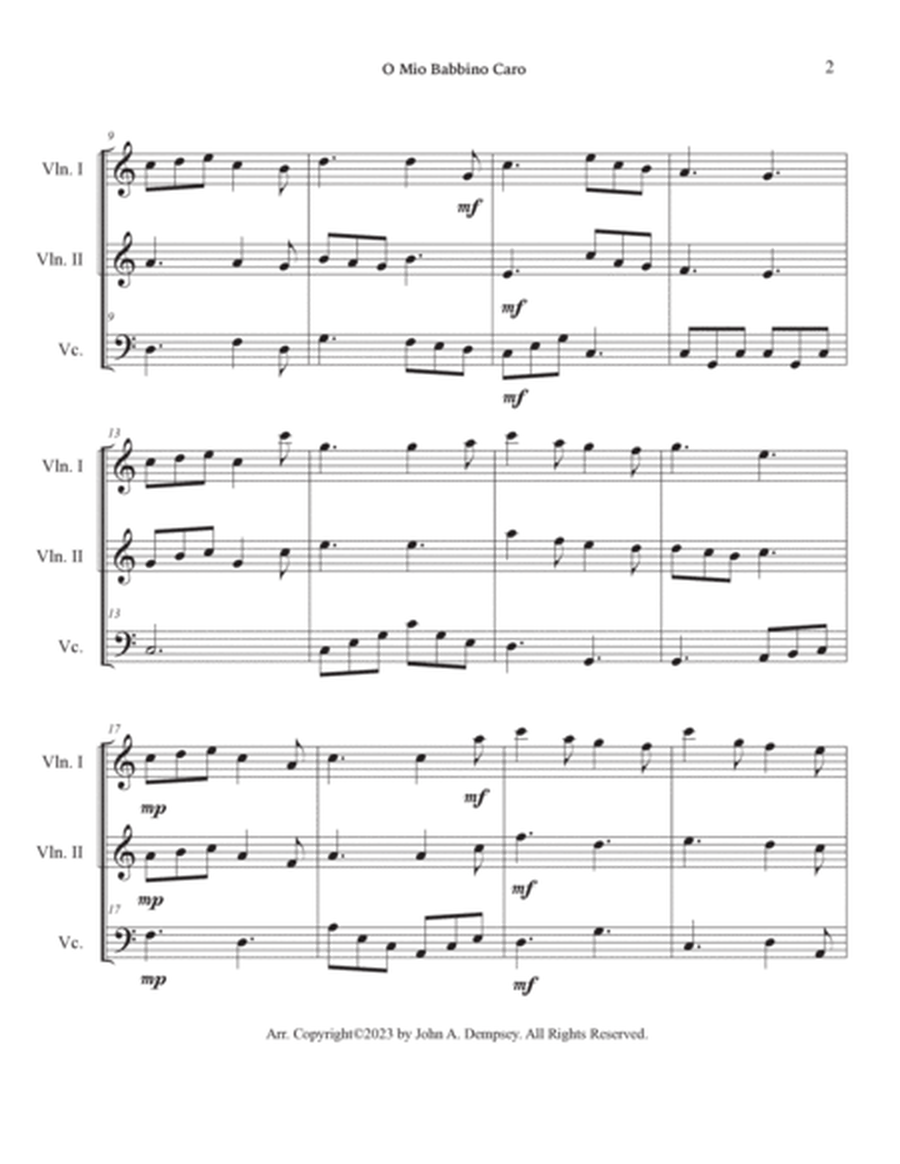 O Mio Babbino Caro (String Trio): Two Violins and Cello image number null