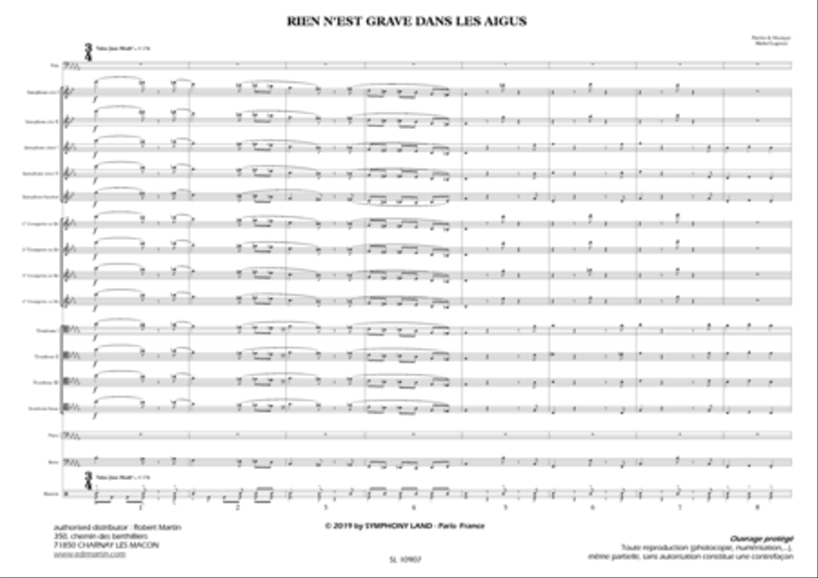 Rien n'est grave dans les aigues pour voix solo et big band Jazz Ensemble scores gallery preview page 2