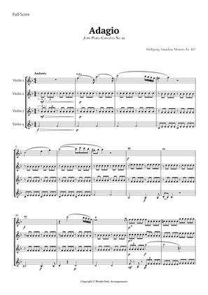 Andante from Piano Concerto No. 21 by Mozart for Violin Quartet