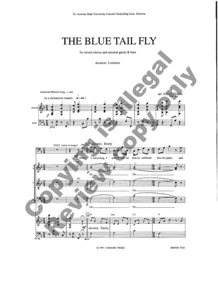 The Blue Tail Fly (Full/Choral Score)