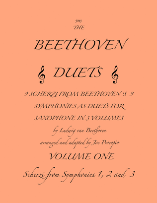 The Beethoven Duets For Saxophone Volume 1 Scherzi 1, 2 and 3