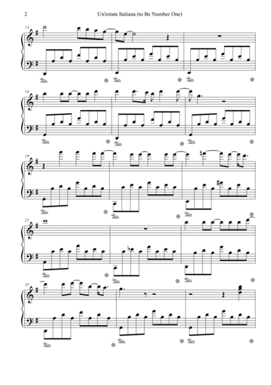 Un'estate Italiana (to Be Number One) Piano Solo scores gallery preview page 2