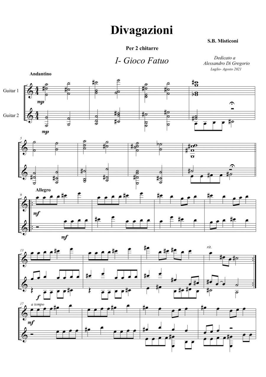 Divagazioni Divagazioni Acoustic Guitar scores gallery preview page 1