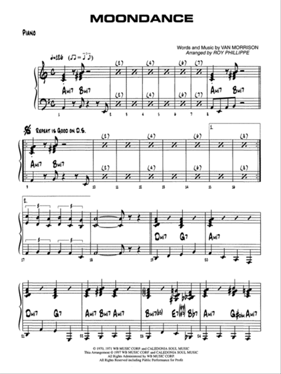 Moondance: Piano Accompaniment Jazz Ensemble scores gallery preview page 1