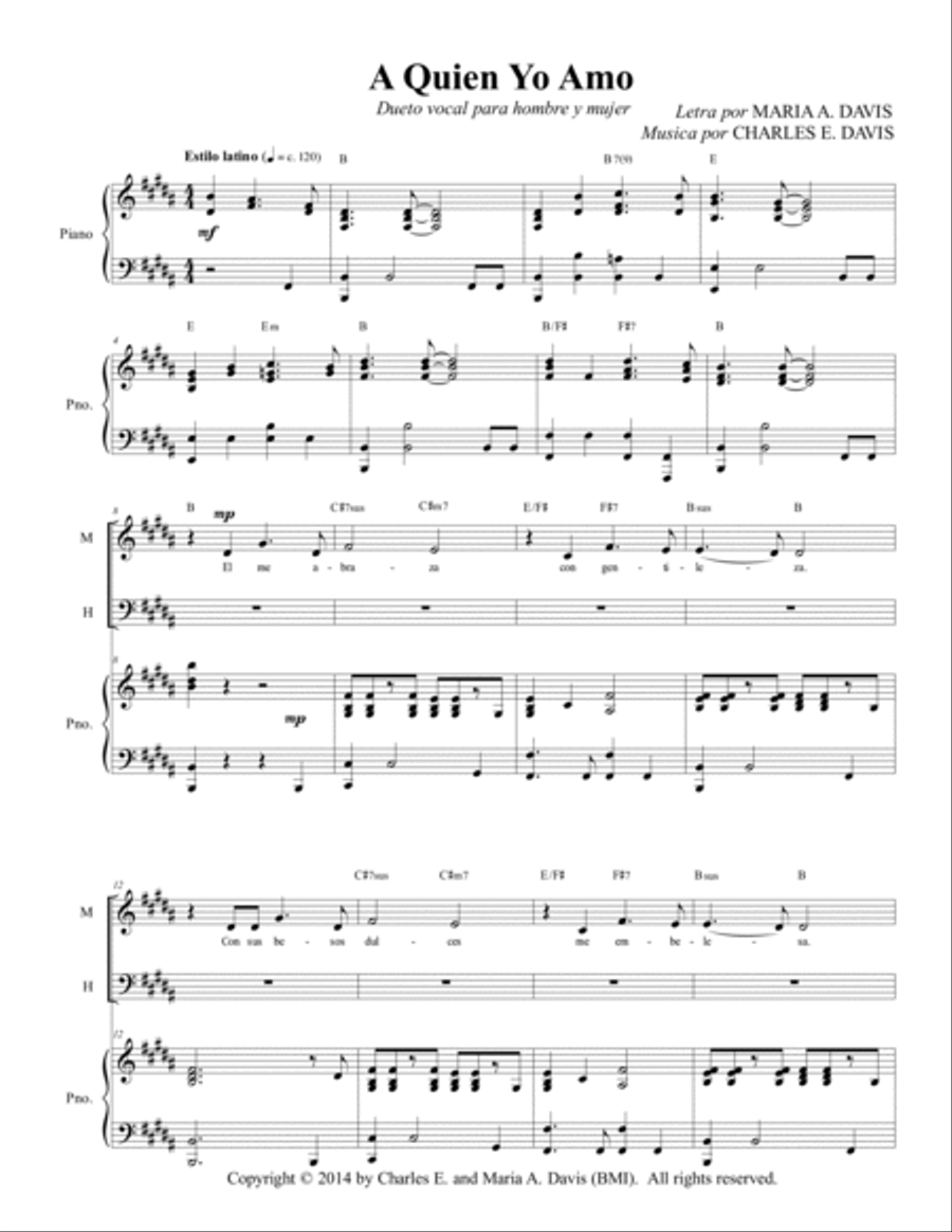 A Quien Que Yo Amo - Dueto vocal por hombre y mujer Vocal Duet scores gallery preview page 3