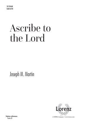 Book cover for Ascribe to the Lord