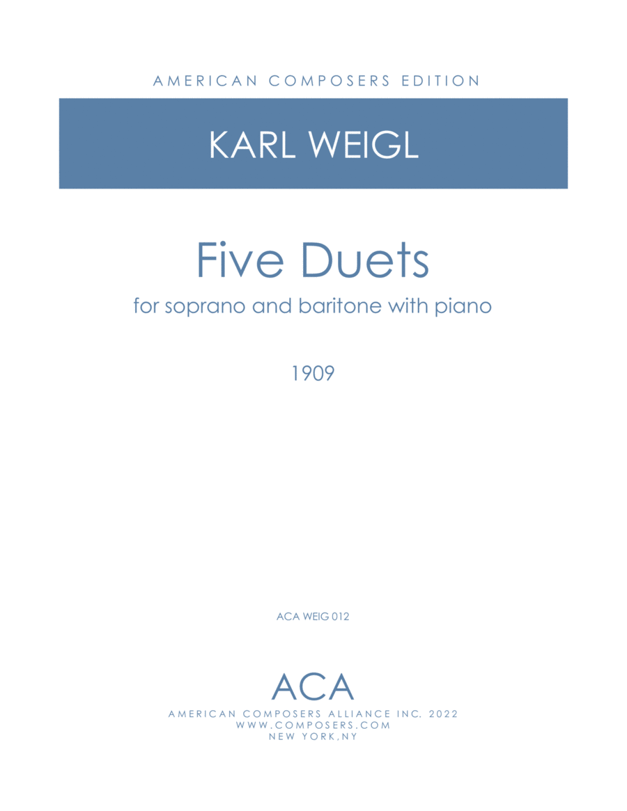 [WeiglK] Five Duets for Soprano and Baritone Vocal Duet scores gallery preview page 1