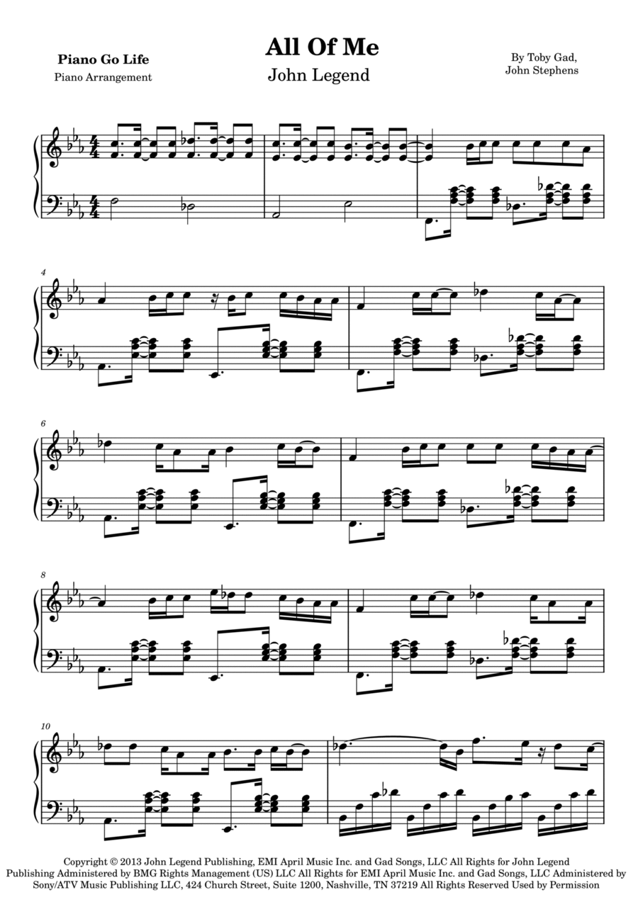 All Of Me Piano Solo scores gallery preview page 1