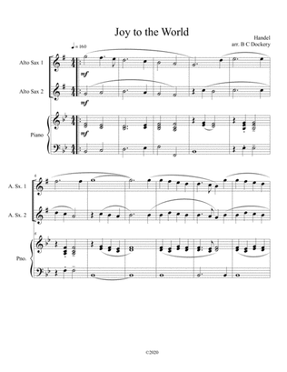 Joy to the World (alto sax duet) with optional piano accompaniment