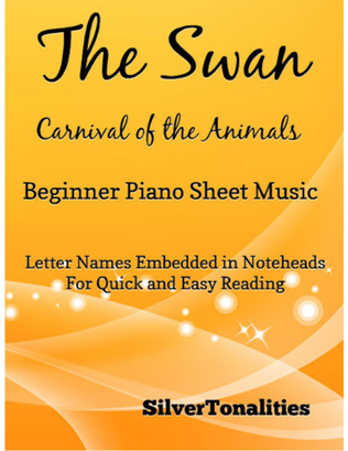 Book cover for The Swan Carnival of the Animals Beginner Piano Sheet Music
