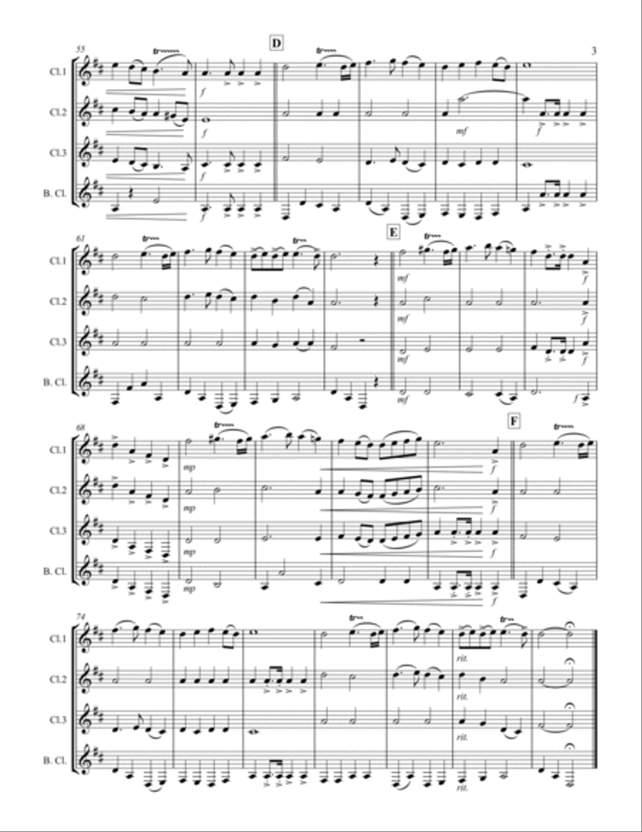 Trumpet Voluntary (for Clarinet Quartet) Woodwind Ensemble scores gallery preview page 4