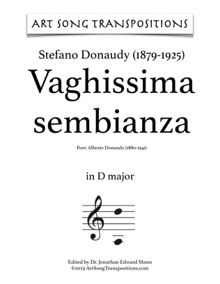 Book cover for DONAUDY: Vaghissima sembianza (transposed to D major)