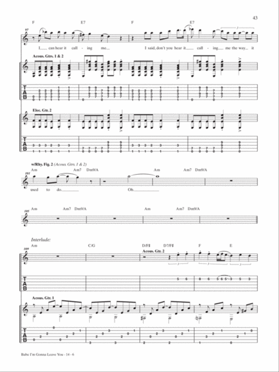 Babe I'm Gonna Leave You Guitar Tablature scores gallery preview page 6