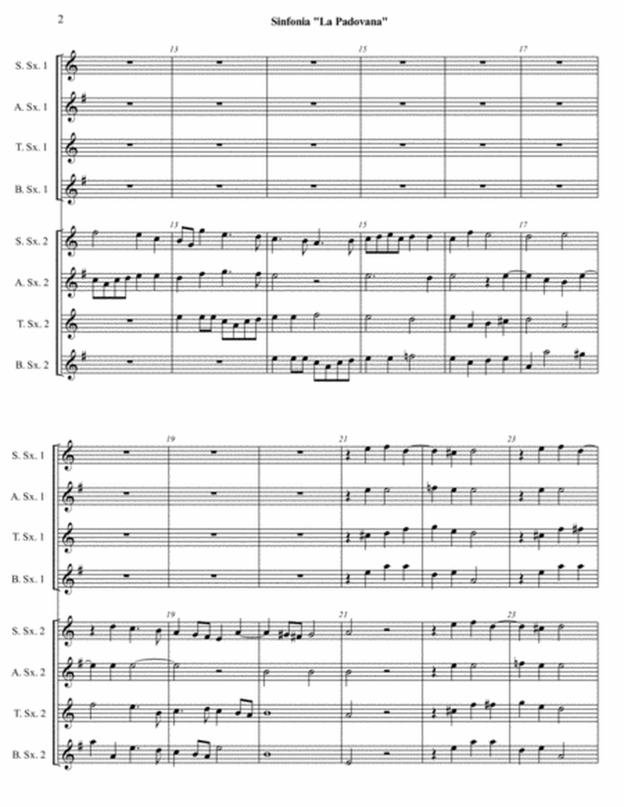 L. G. da Viadana - Sinfonia 'La Padovana' arr. for Double Sax Quartet image number null