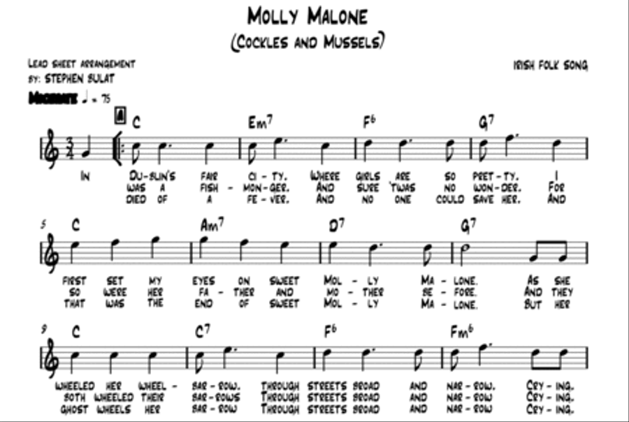 Molly Malone (Cockles and Mussels) - Lead sheet (key of C) Large Ensemble scores gallery preview page 2