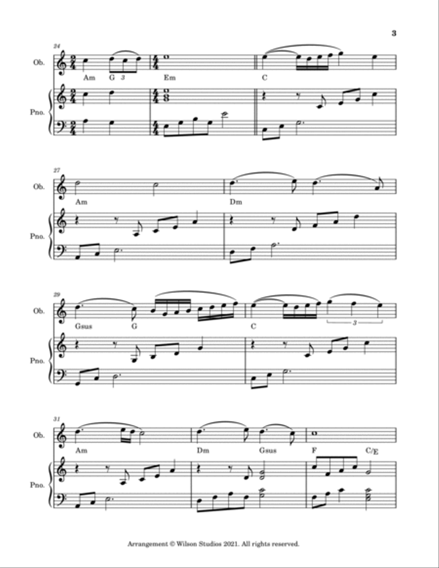 In the Bleak Midwinter--oboe solo Oboe Solo scores gallery preview page 3