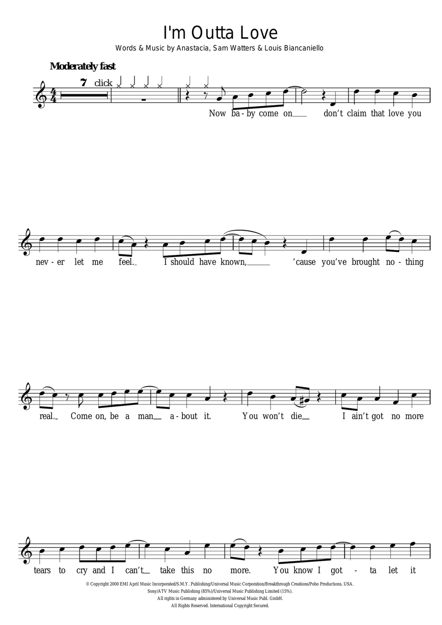 I'm Outta Love I'm Outta Love Violin Solo scores gallery preview page 1
