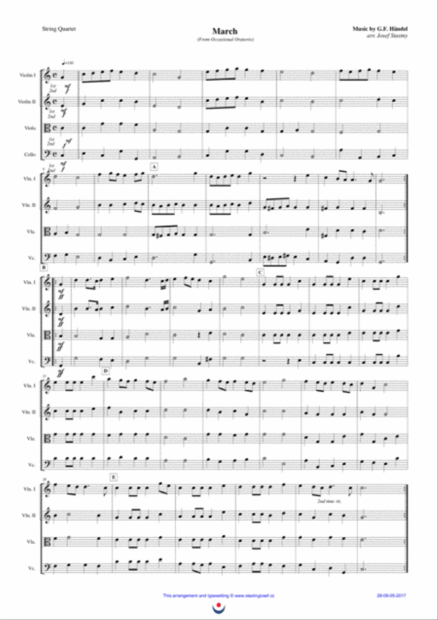 March (Occasional Oratorio) String Quartet scores gallery preview page 1
