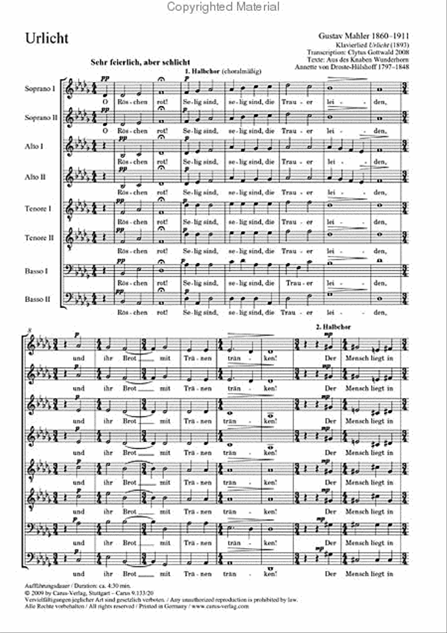 Urlicht SSAATTBB scores gallery preview page 2