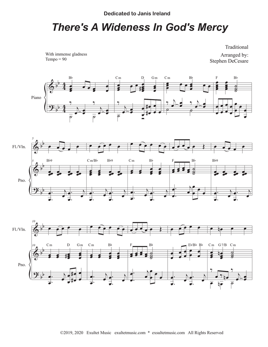 There's A Wideness In God's Mercy (Flute or Violin solo and Piano) Flute scores gallery preview page 2