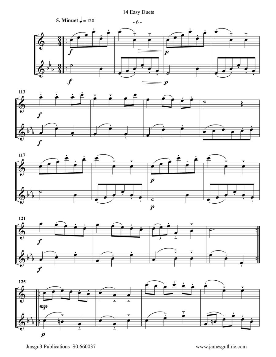 Bach: 14 Easy Duets for Oboe & Oboe d'Amore Woodwind Duet scores gallery preview page 6