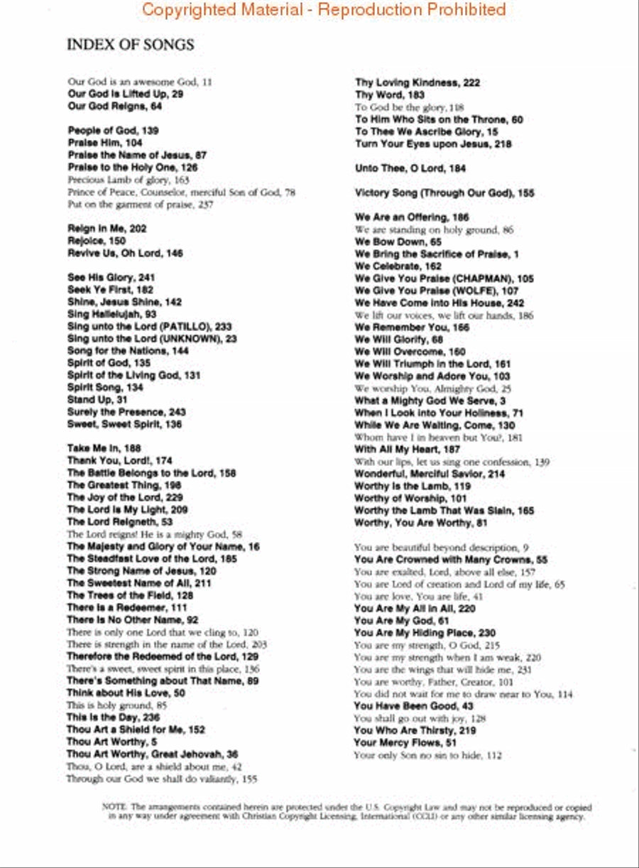Songs for Praise and Worship Piano, Vocal, Guitar scores gallery preview page 4