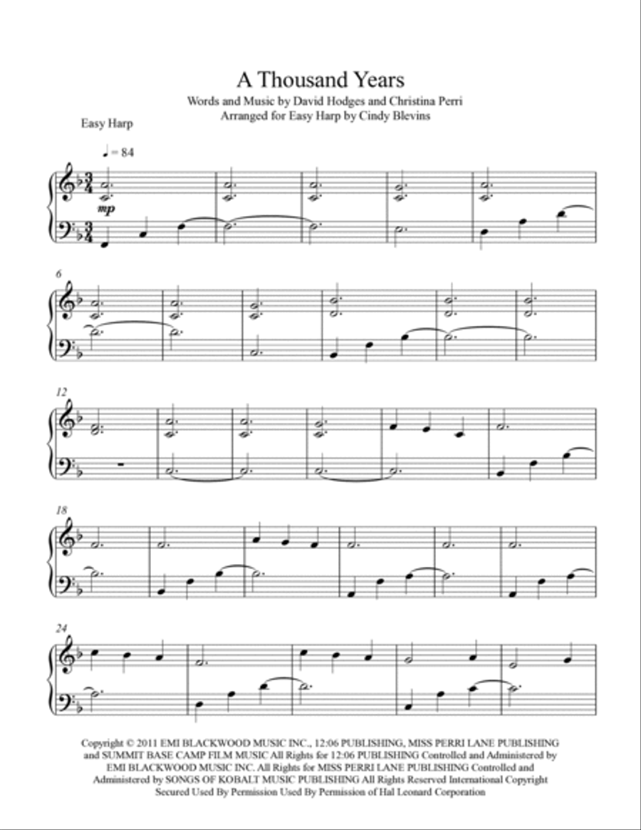 A Thousand Years Harp scores gallery preview page 2