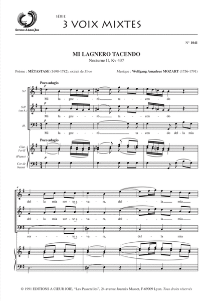Mi Lagnero Tacendo (Nocturne Ii - Kv 437)
