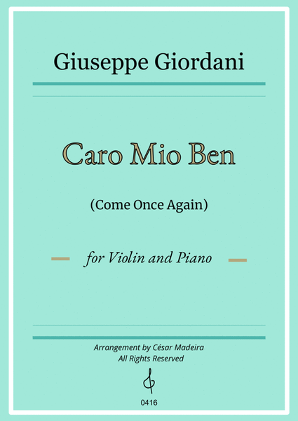 Caro Mio Ben (Come Once Again) - Violin and Piano (Full Score) image number null