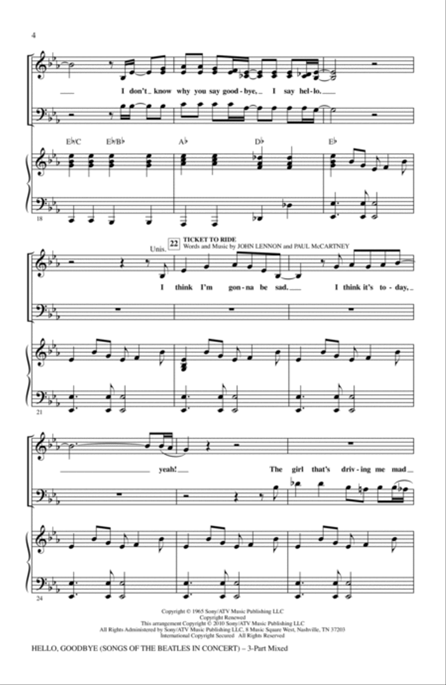 Hello, Goodbye (Songs Of The Beatles In Concert) 3-Part scores gallery preview page 3