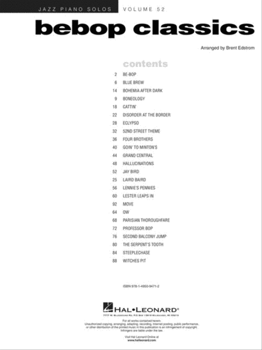 Bebop Classics Piano Solo scores gallery preview page 2