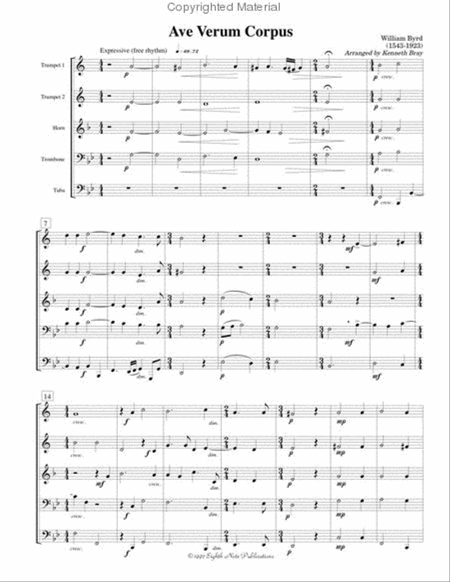 Ave Verum Corpus Ave Verum Corpus Brass Quintet scores gallery preview page 2
