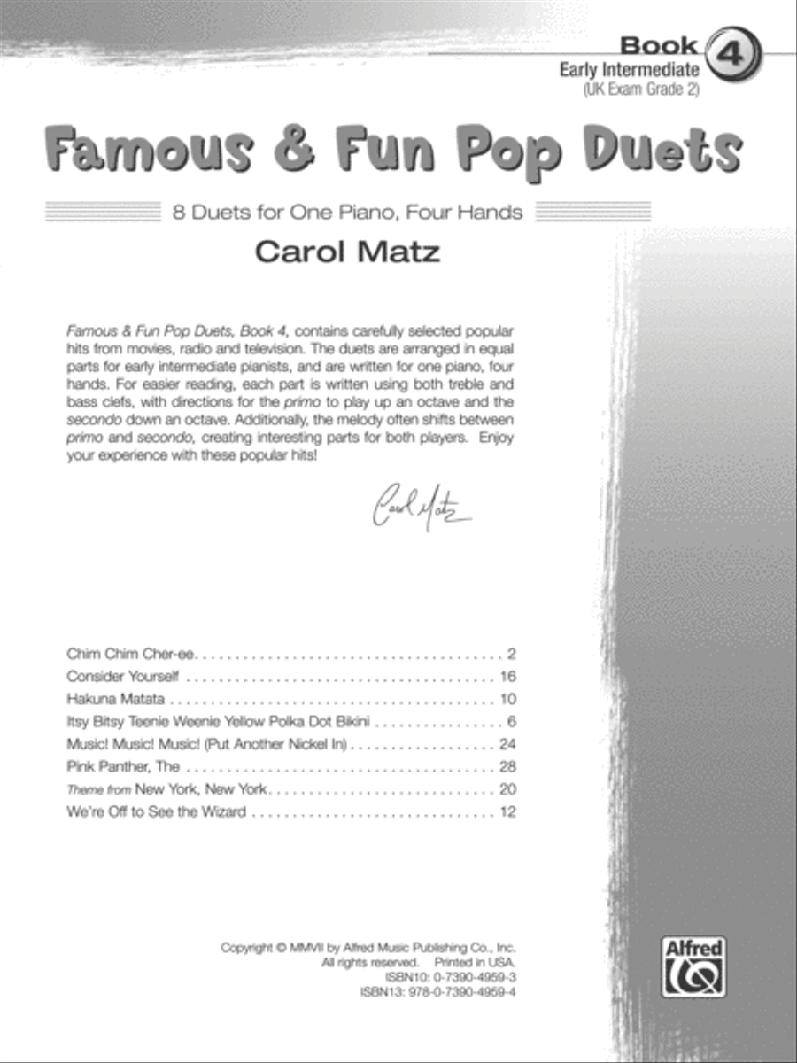 Famous & Fun Pop Duets, Book 4