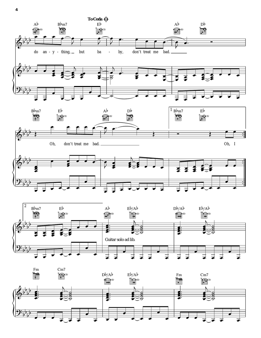 Don't Treat Me Bad Don't Treat Me Bad Piano, Vocal, Guitar scores gallery preview page 4