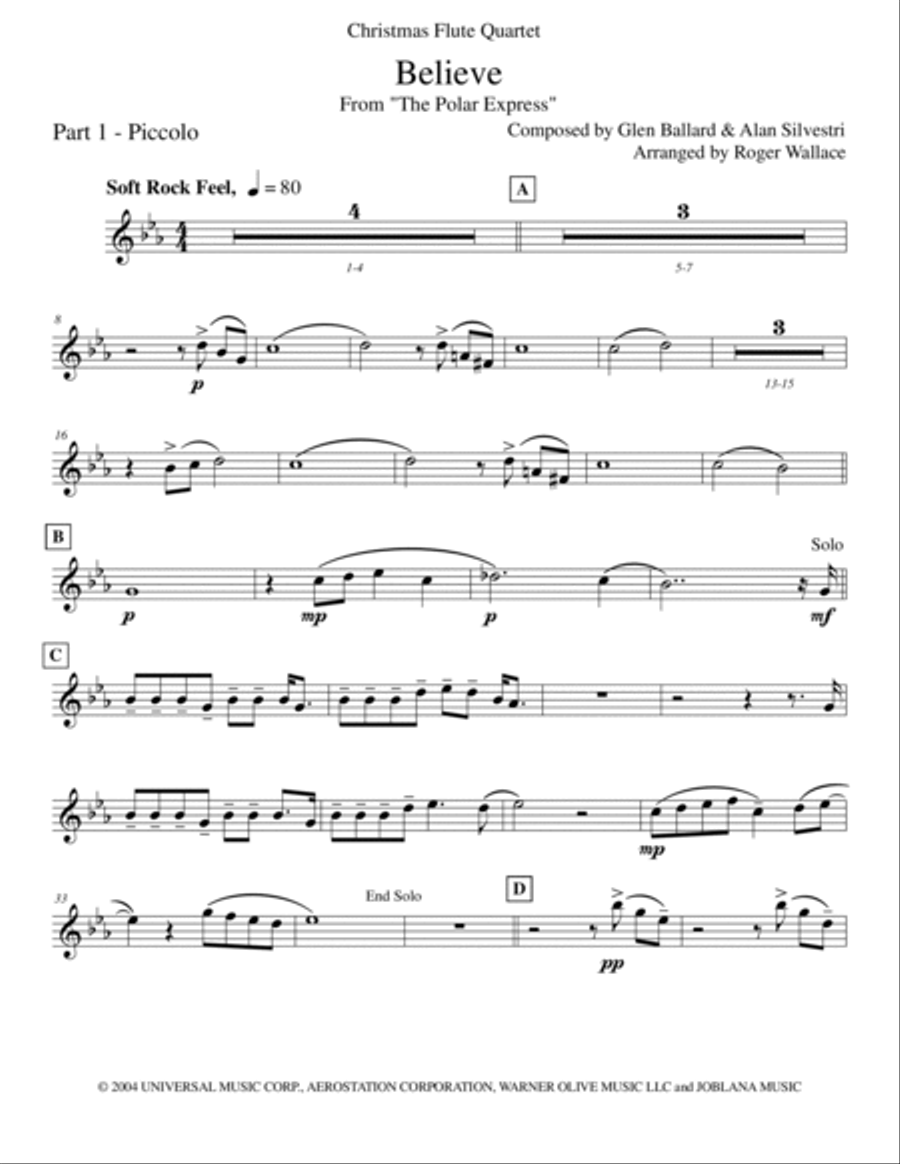 The Polar Express Flute Quartet scores gallery preview page 4