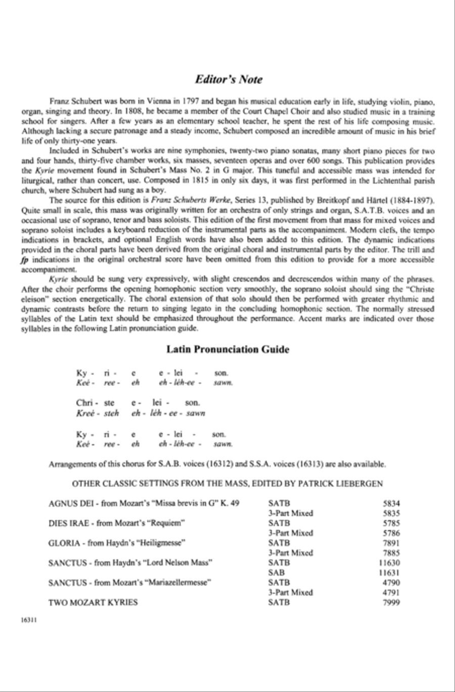Kyrie (from Mass in G) Choir scores gallery preview page 1