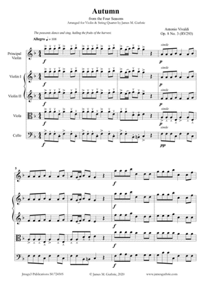 Vivaldi: Autumn from the Four Seasons for Violin & String Quartet