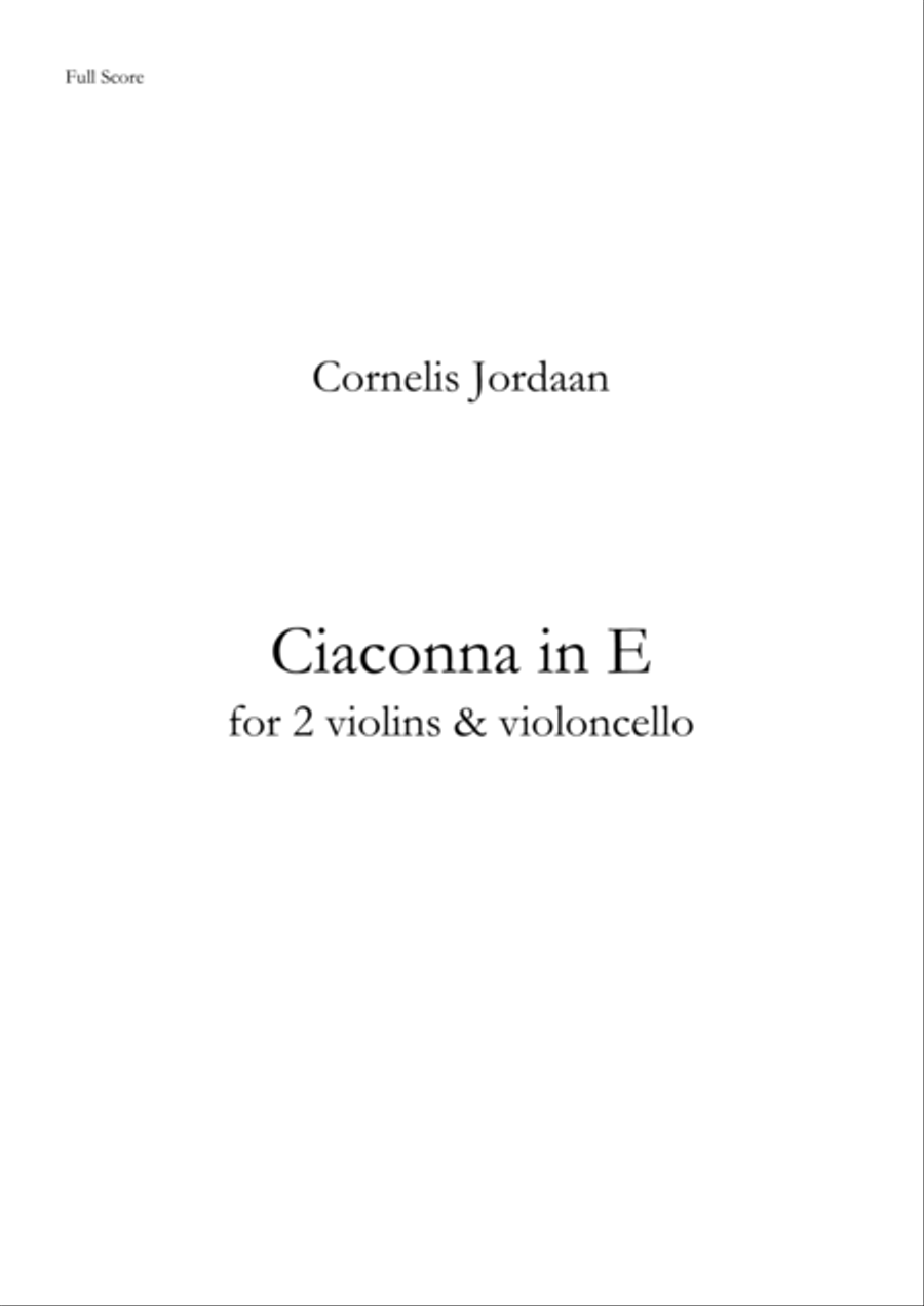Ciaconna in e minor, for 2 violins & violoncello String Trio scores gallery preview page 1